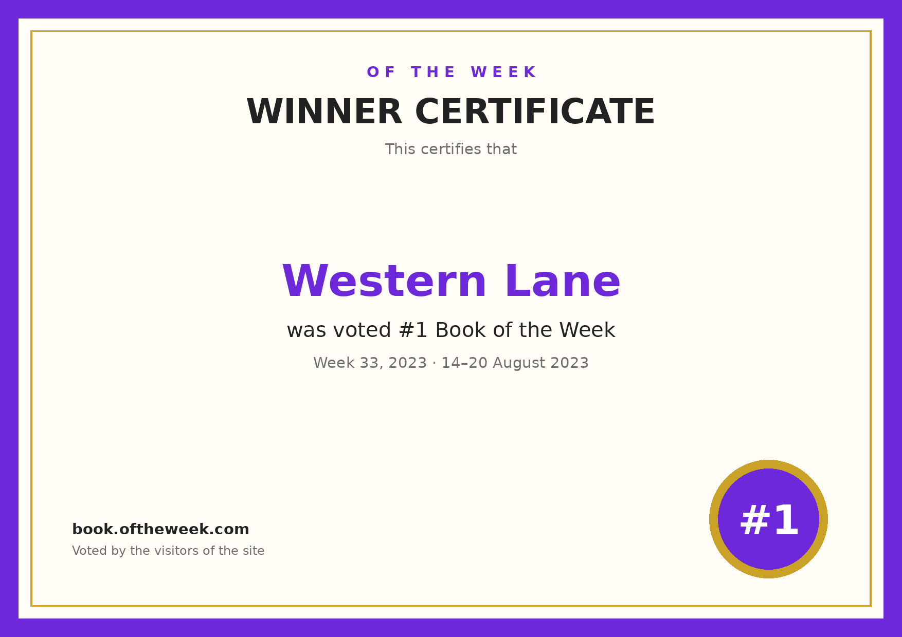 Certificate — Western Lane