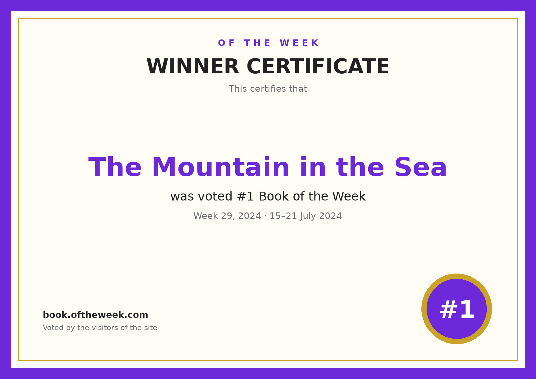 Certificate — The Mountain in the Sea
