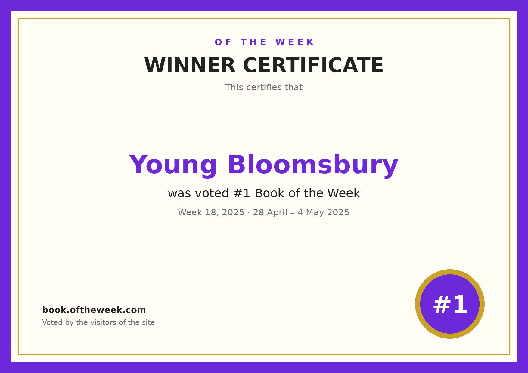 Certificate — Young Bloomsbury