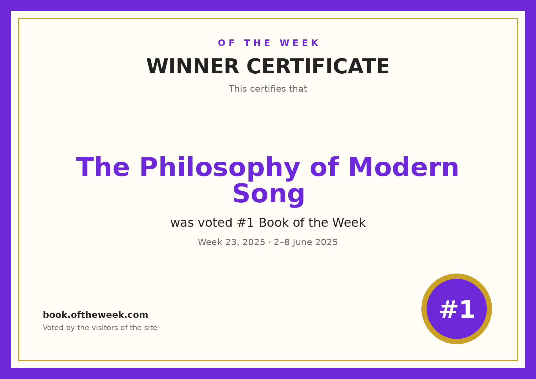 Certificate — The Philosophy of Modern Song