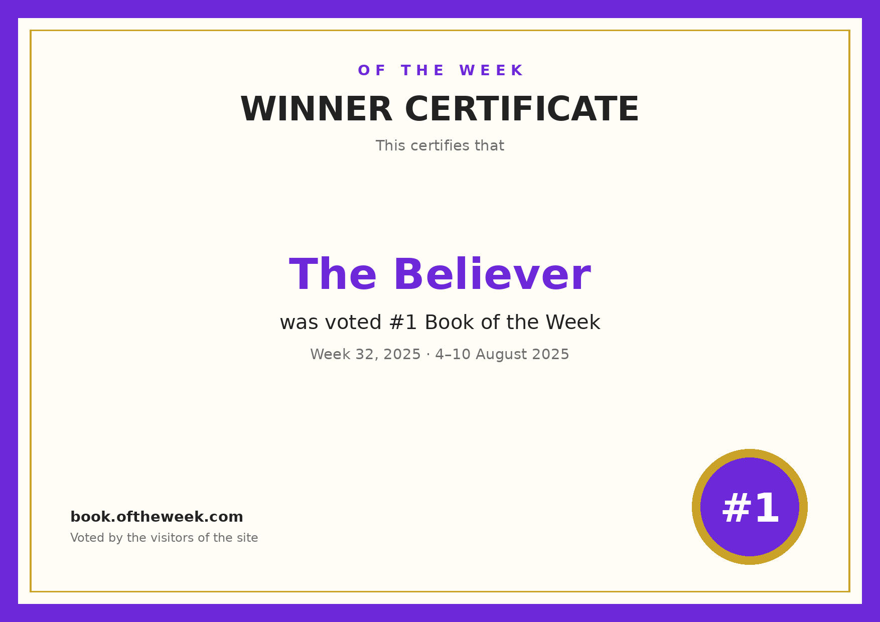 Certificate — The Believer