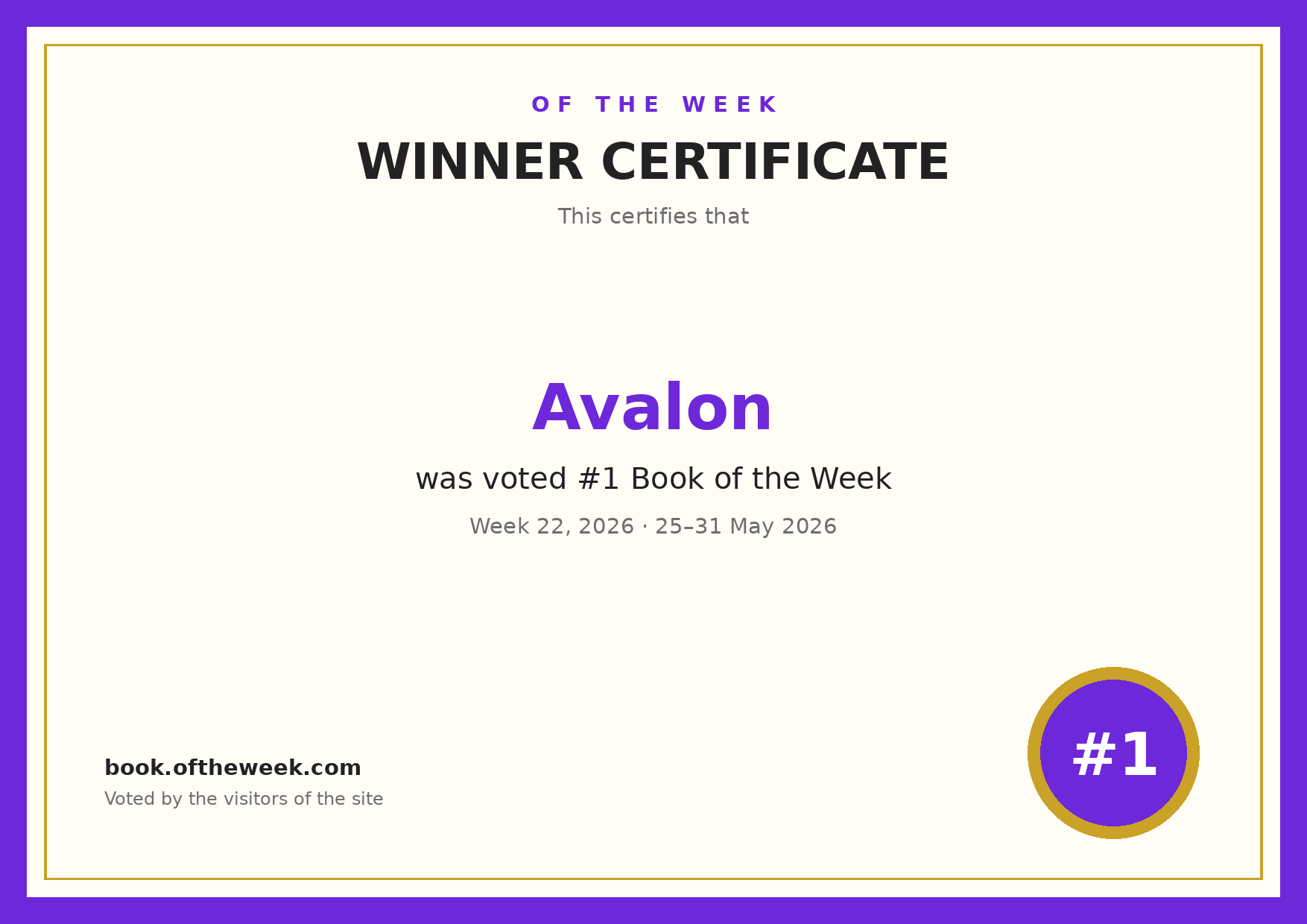 Certificate — Avalon