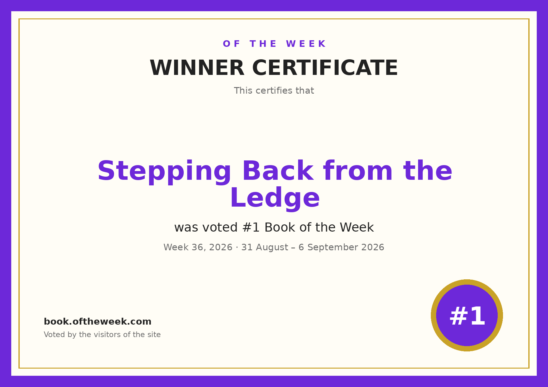 Certificate — Stepping Back from the Ledge